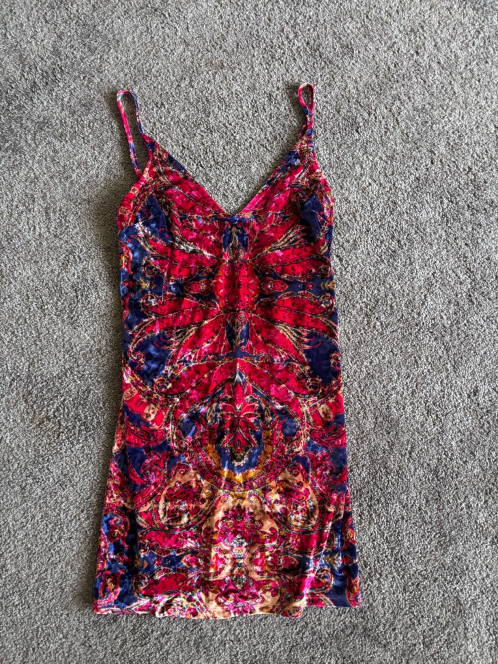 Sleeveless V-Neck Mini Dress in Fuchsia and Navy
